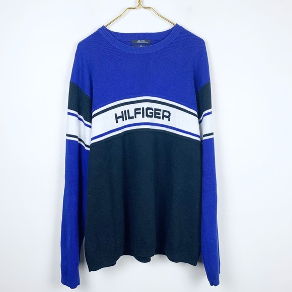 Vintage Tommy Hilfiger Spellout Logo Sweater - Picture 1 of 5